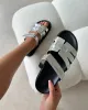 Adelle Silver Chunky Velcro Strap Flat Sandals sold by Simmi London