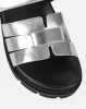 Adelle Silver Chunky Velcro Strap Flat Sandals sold by Simmi London