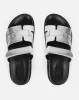 Adelle Silver Chunky Velcro Strap Flat Sandals sold by Simmi London