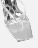 Faiith Clear Silver Metallic Diamante Anklet Heeled Sandals sold by Simmi London