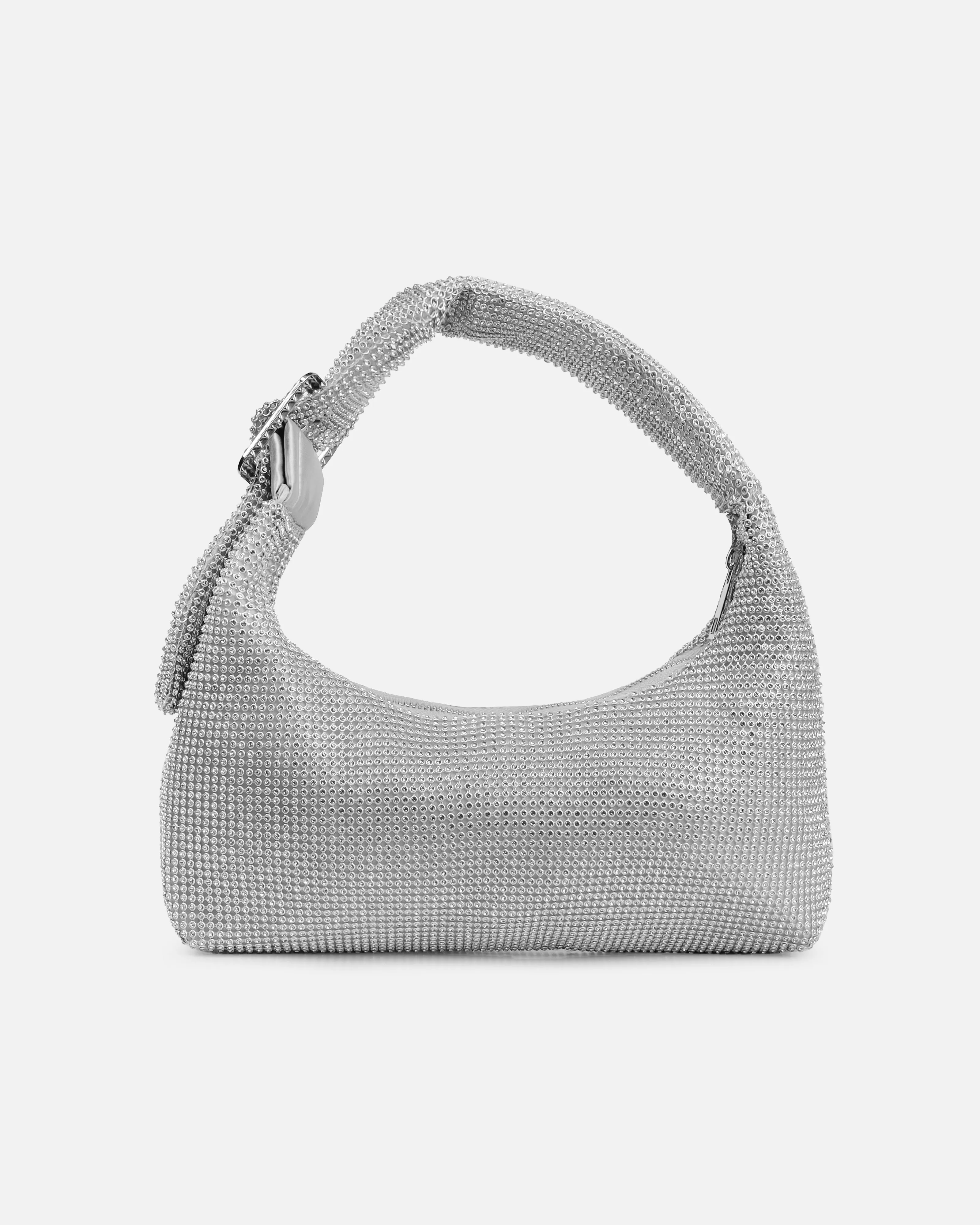 Alessa Silver Diamante Shoulder Bag sold by Simmi London