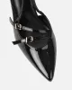 Aksa Black Patent Sling Back Court Shoes sold by Simmi London