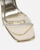 Mollie Gold Mirror Diamante Heeled Sandals sold by Simmi London