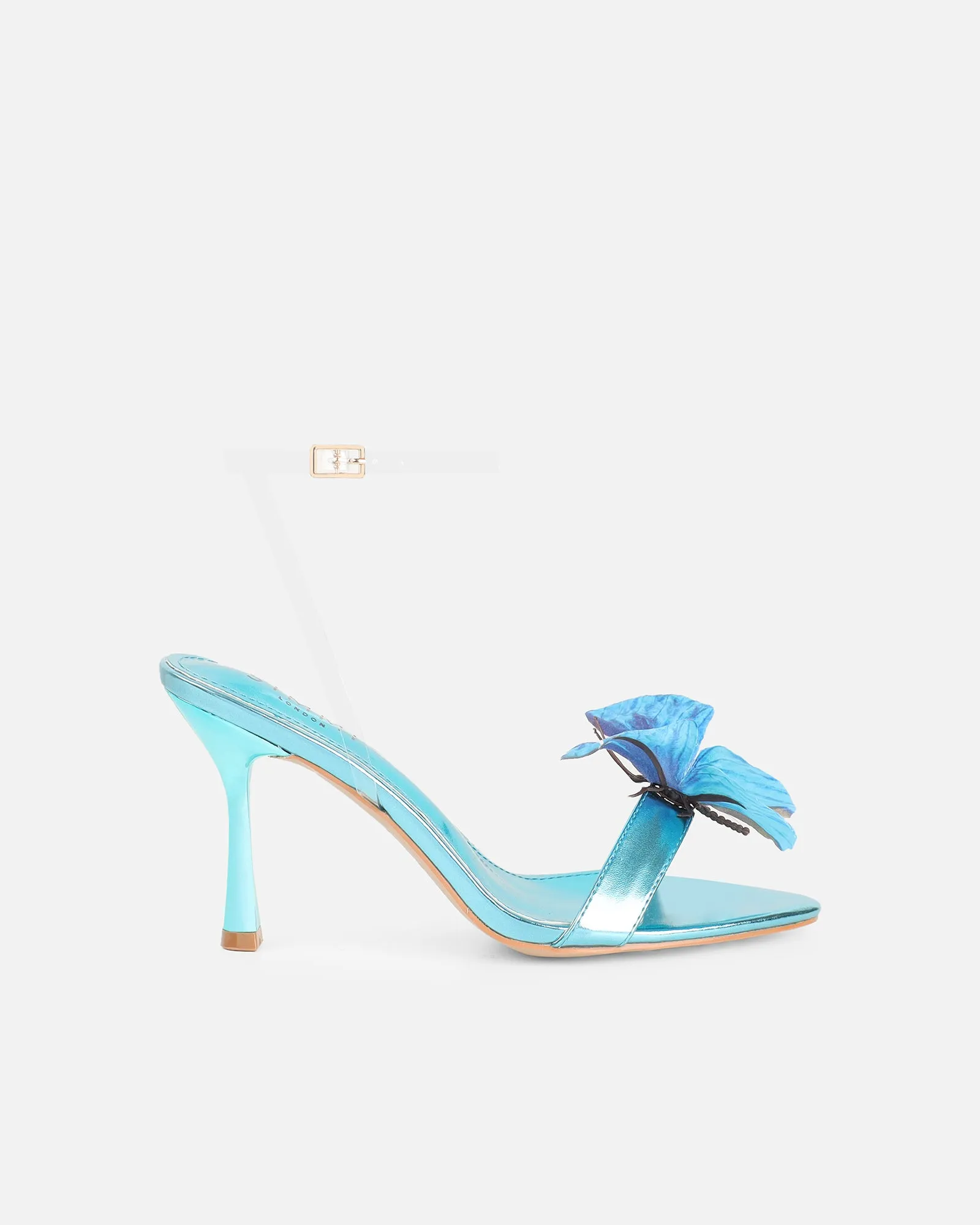 Fenelly Blue Metallic Butterfly Detail Heeled Sandals sold by Simmi London product image thumbnail 2