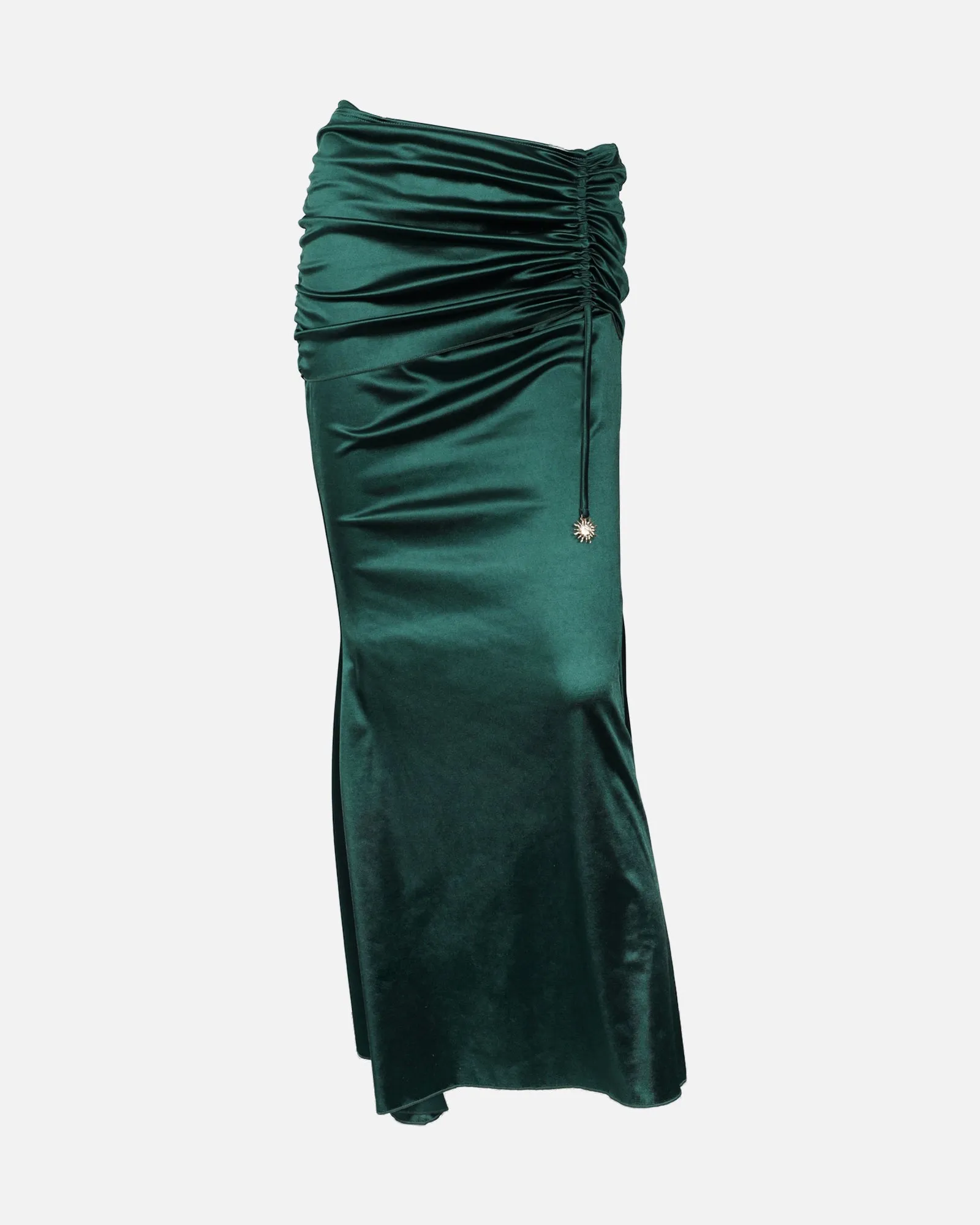 Palm Emerald Satin Sun Maxi Skirt sold by Simmi London product image thumbnail 4