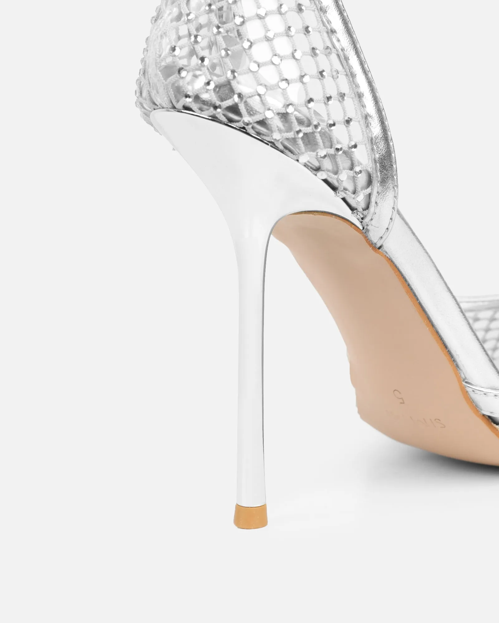 Manni Silver Mesh Diamante Heels sold by Simmi London product image thumbnail 3