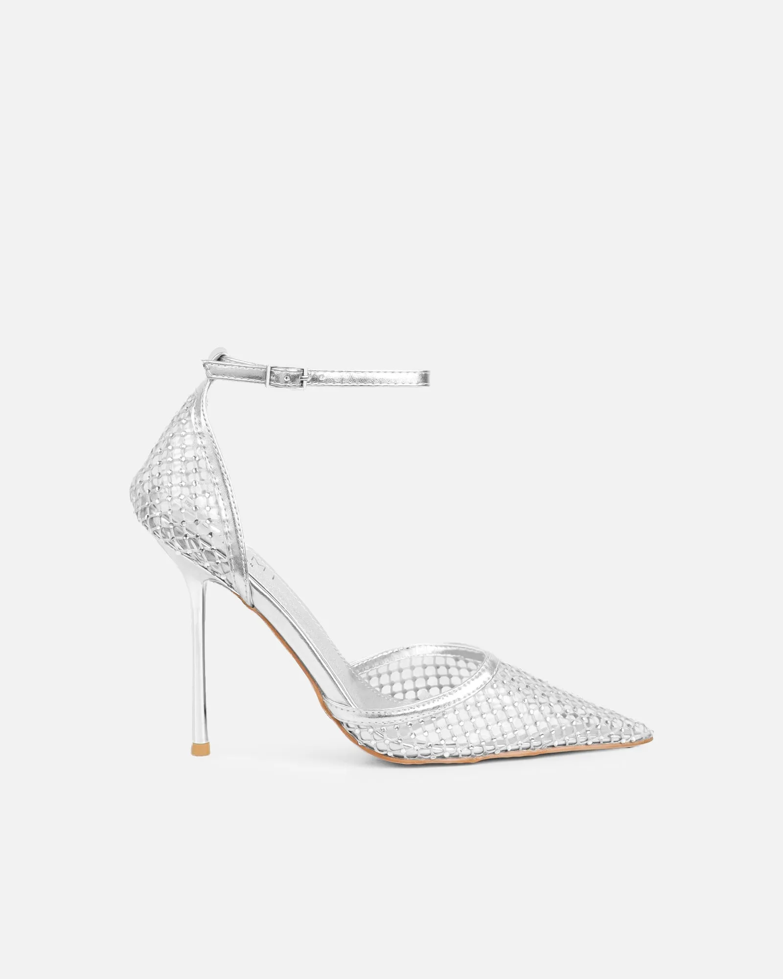 Manni Silver Mesh Diamante Heels sold by Simmi London product image thumbnail 2