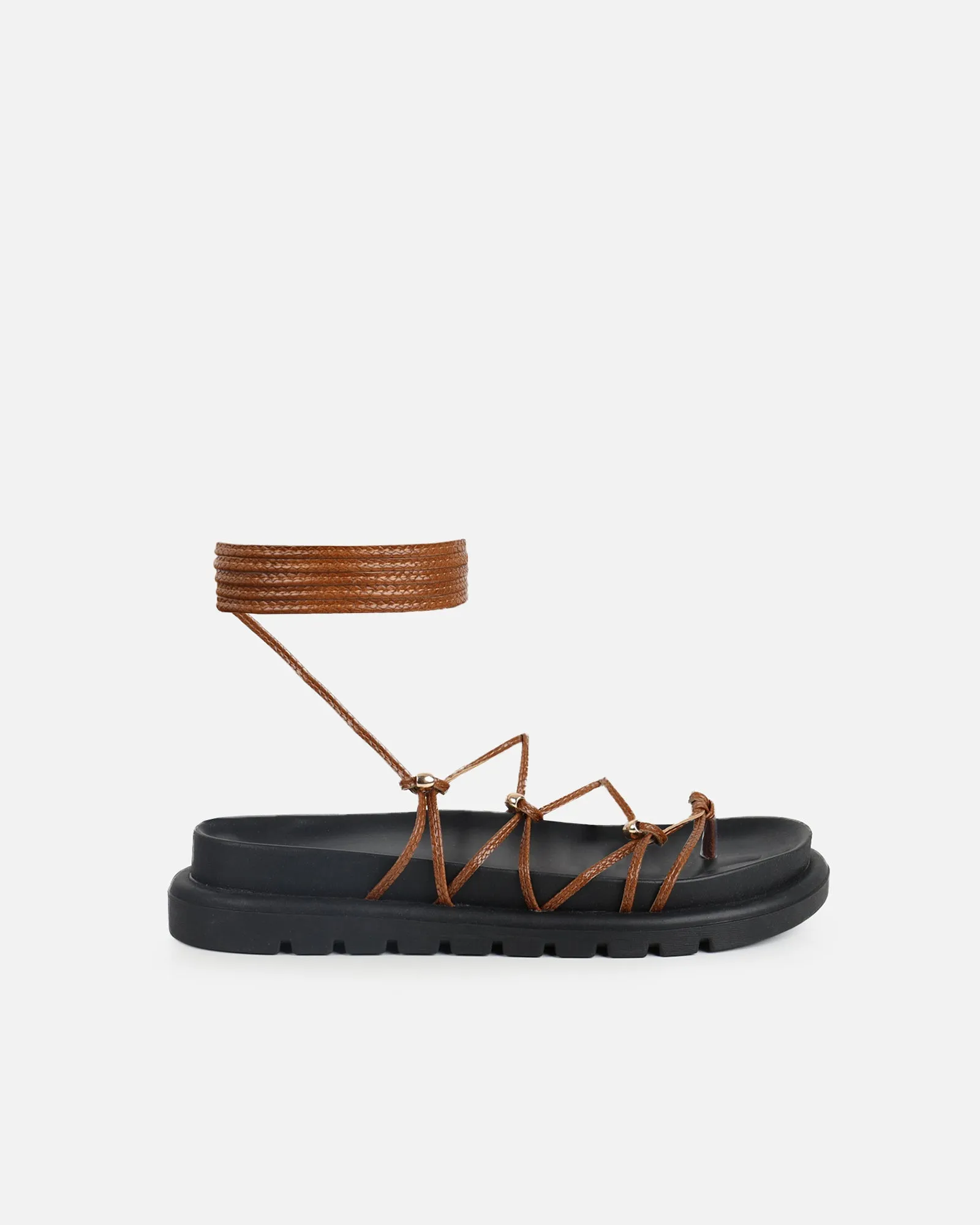 Billie Tan Rope Tie Up Sandals sold by Simmi London product image thumbnail 2