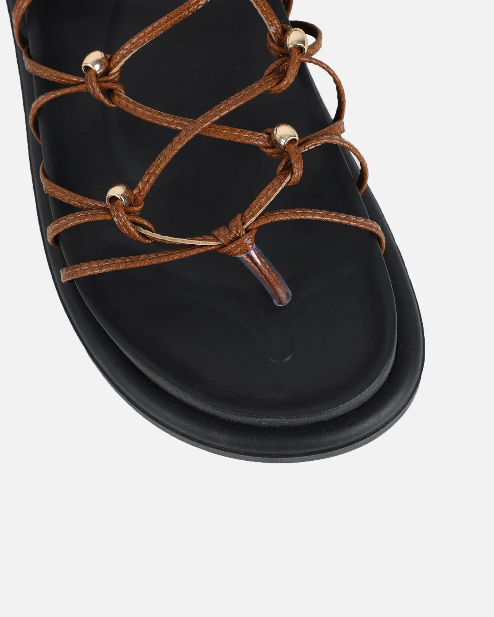 Billie Tan Rope Tie Up Sandals sold by Simmi London product image thumbnail 4