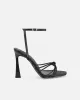 Riarra Black Lizard Strappy Heeled Sandals sold by Simmi London