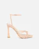 Riarra Nude Lizard Strappy Heeled Sandals sold by Simmi London