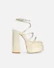 Troppaz Gold Metallic Platform Heeled Sandals sold by Simmi London