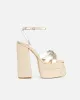 Papzi Gold Metallic Platform Heeled Sandals sold by Simmi London