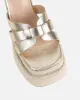 Papzi Gold Metallic Platform Heeled Sandals sold by Simmi London