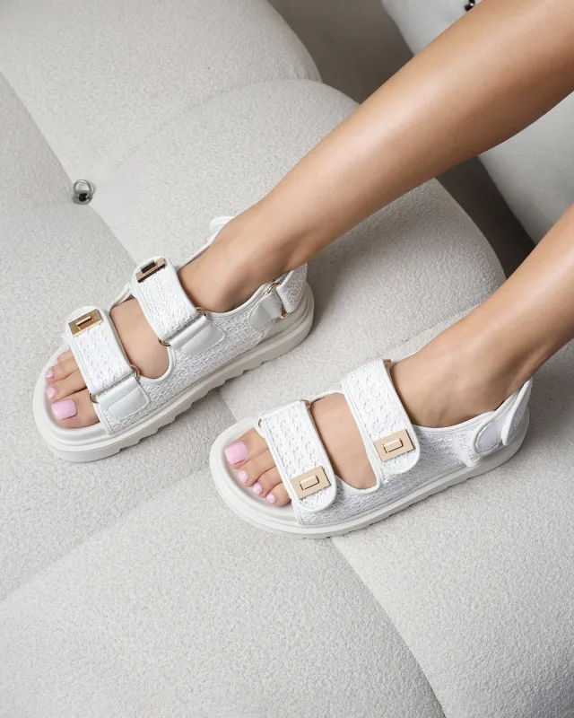 Patricia White Woven Chunky Sandals sold by Simmi London