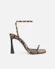 Apple Leopard Flared Heeled Sandals sold by Simmi London