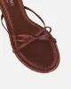 Char Chocolate Satin Bow Sandals sold by Simmi London