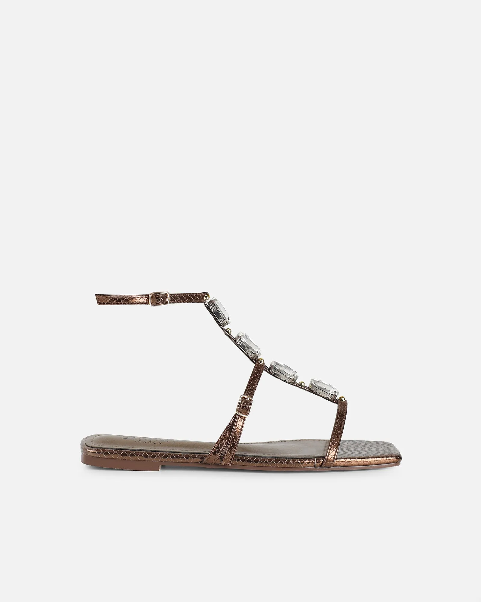 Azura Bronze Snake Embellished Flat Sandals sold by Simmi London product image thumbnail 2