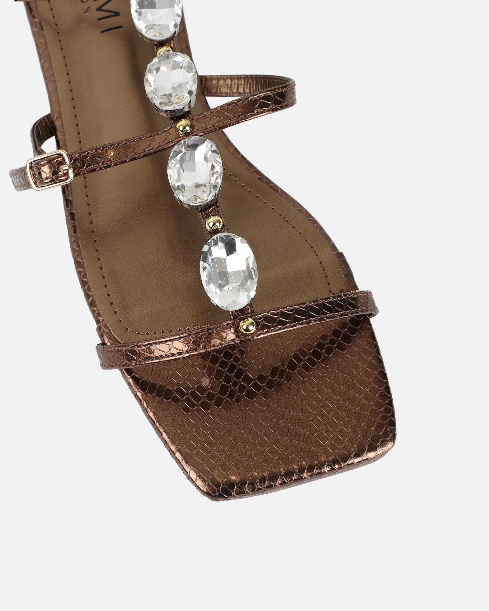 Azura Bronze Snake Embellished Flat Sandals sold by Simmi London product image thumbnail 4