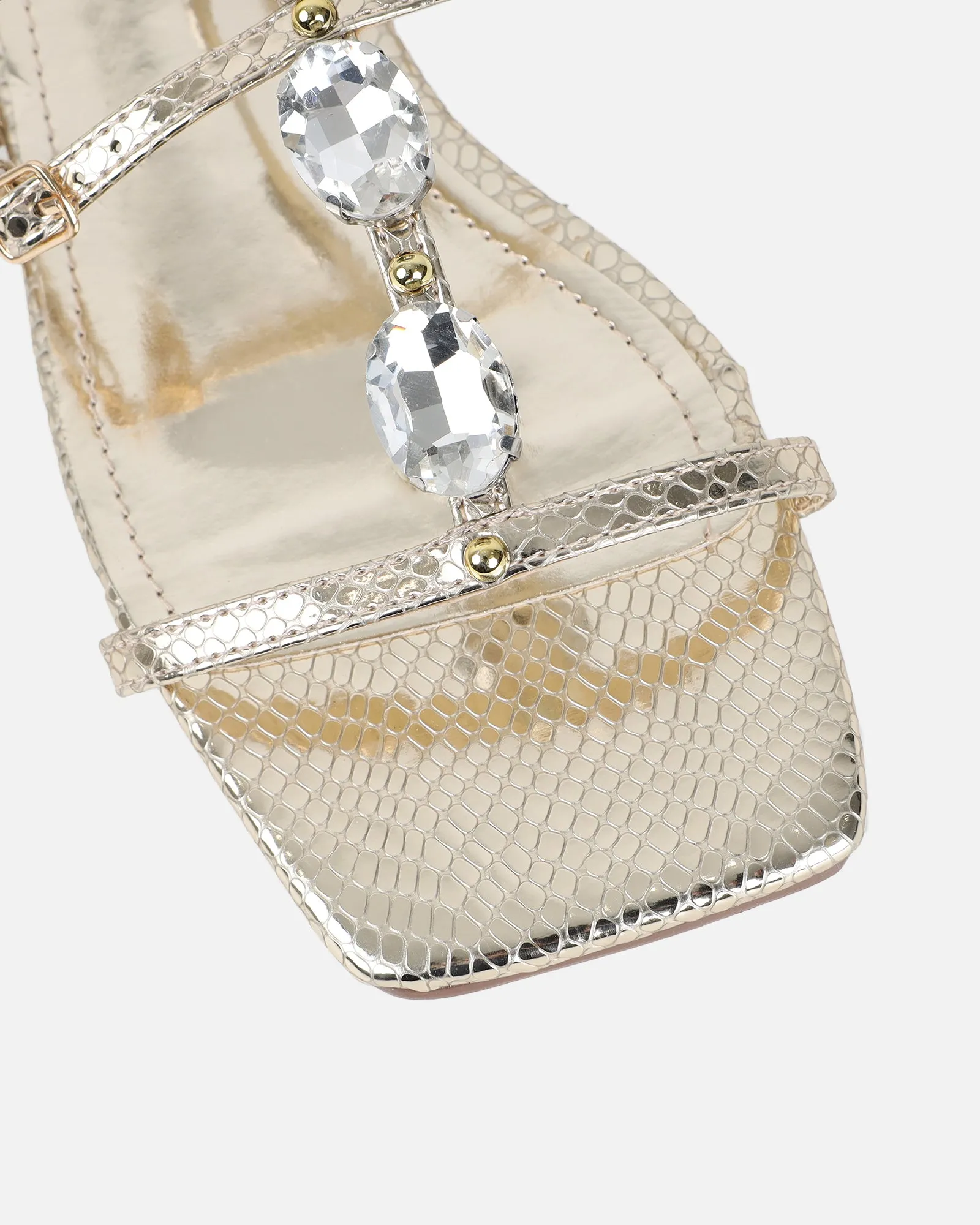 Azura Gold Snake Embellished Flat Sandals sold by Simmi London product image thumbnail 4