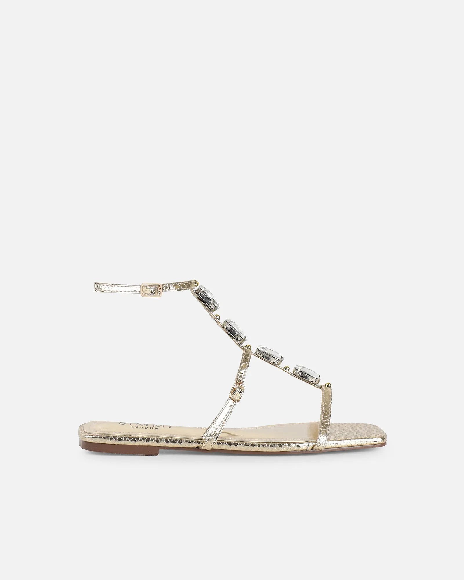 Azura Gold Snake Embellished Flat Sandals sold by Simmi London product image thumbnail 2