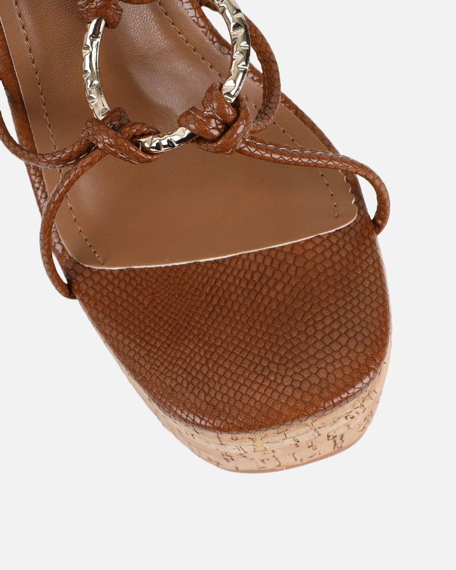 Jadey Tan Snake Gold Detail Wedge Heels sold by Simmi London product image thumbnail 4