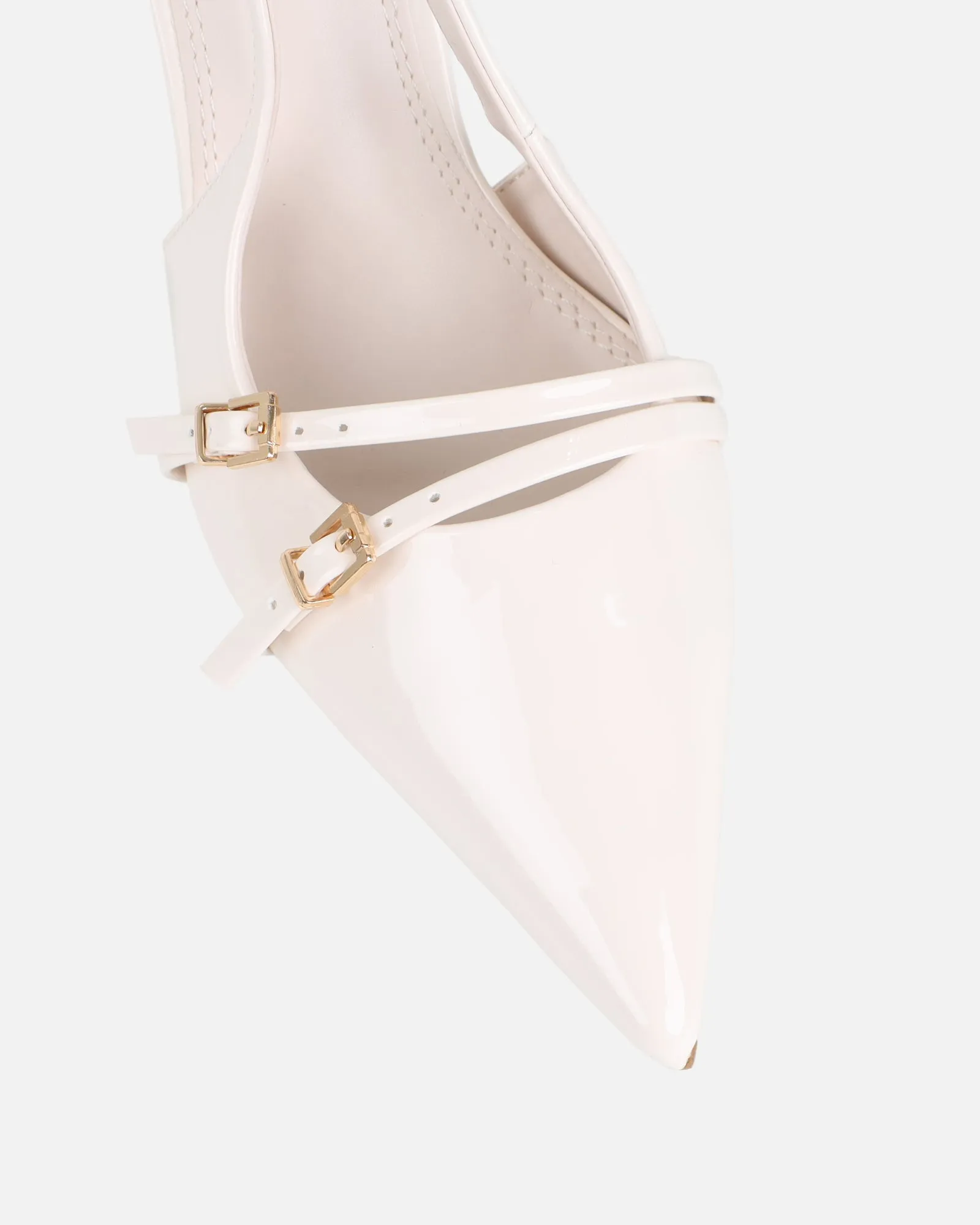 Marika White Patent Buckle Detail Slingback Courts sold by Simmi London product image thumbnail 4