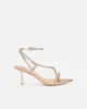Thesus Rose Gold Mirror Diamante Heeled Sandals sold by Simmi London