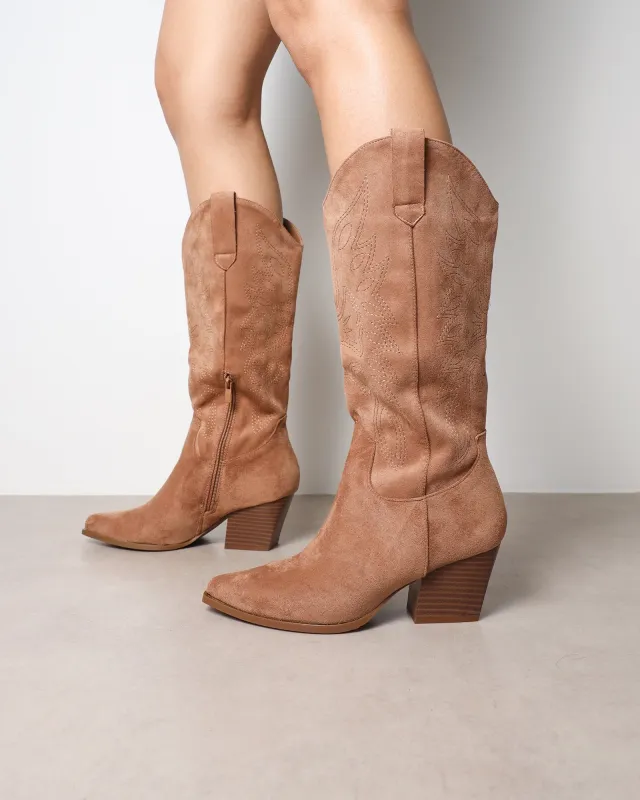 Carter Tan Western Cowboy Boots sold by Simmi London