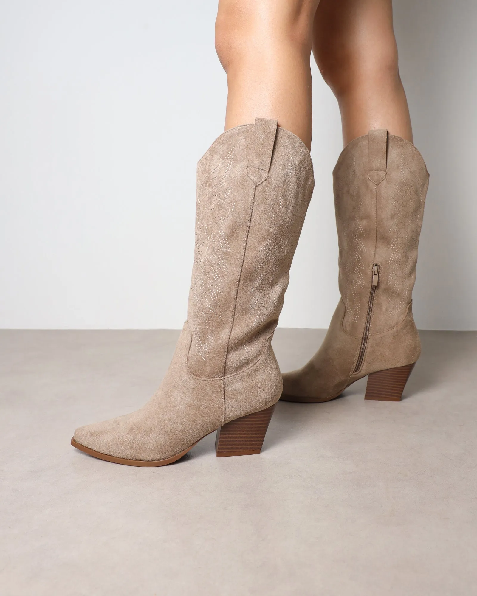 Carter Khaki Western Cowboy Boots sold by Simmi London