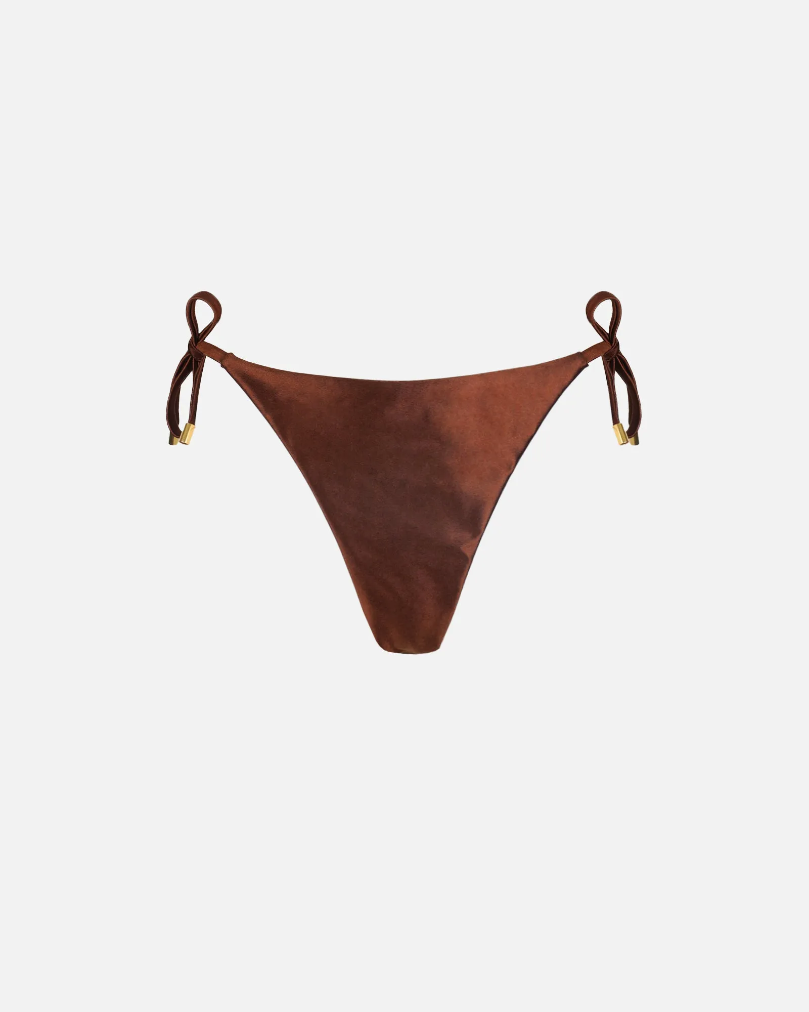 Bella Chocolate Satin Tie Waist Bikini Bottoms sold by Simmi London product image thumbnail 5