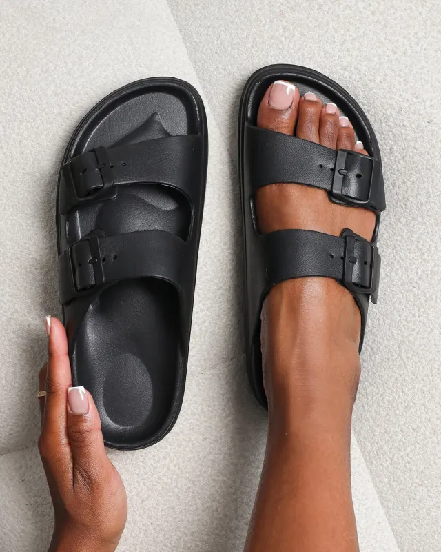 Samantha Black EVA Slip on Footbed Slides sold by Simmi London