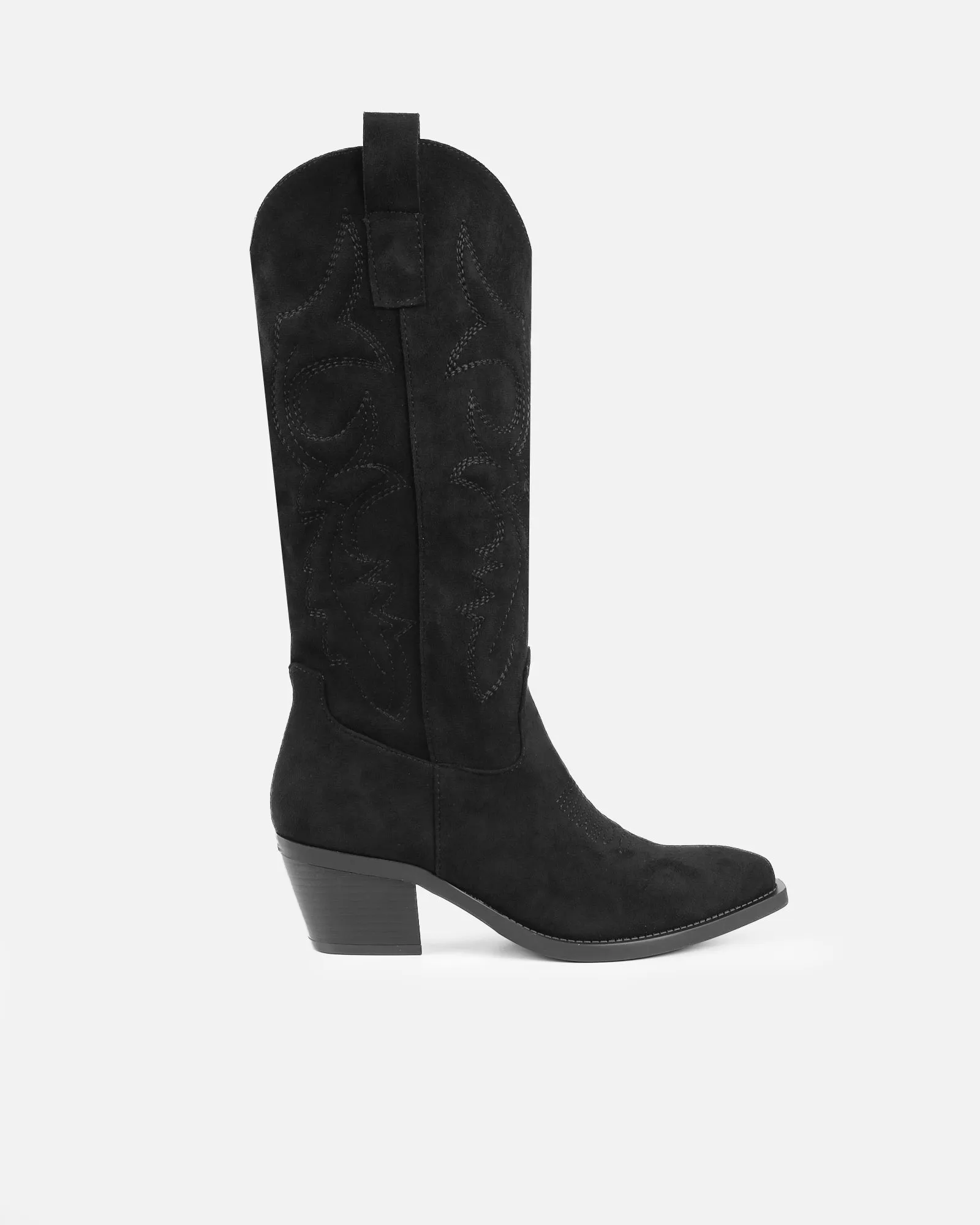 Marsha Black Suede Embroidered Western Calf Boot sold by Simmi London product image thumbnail 2