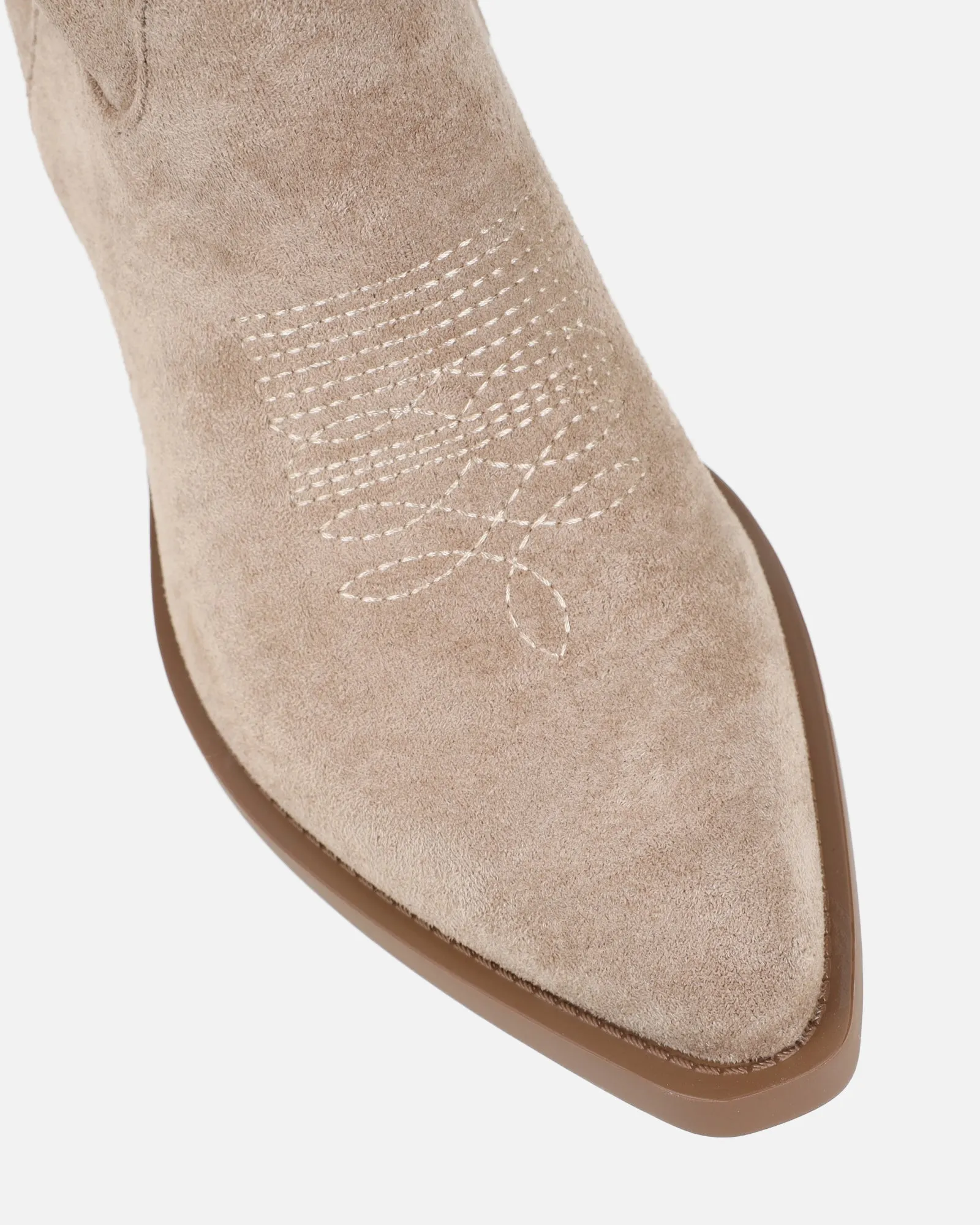Marsha Beige Suede Embroidered Western Calf Boot sold by Simmi London product image thumbnail 4