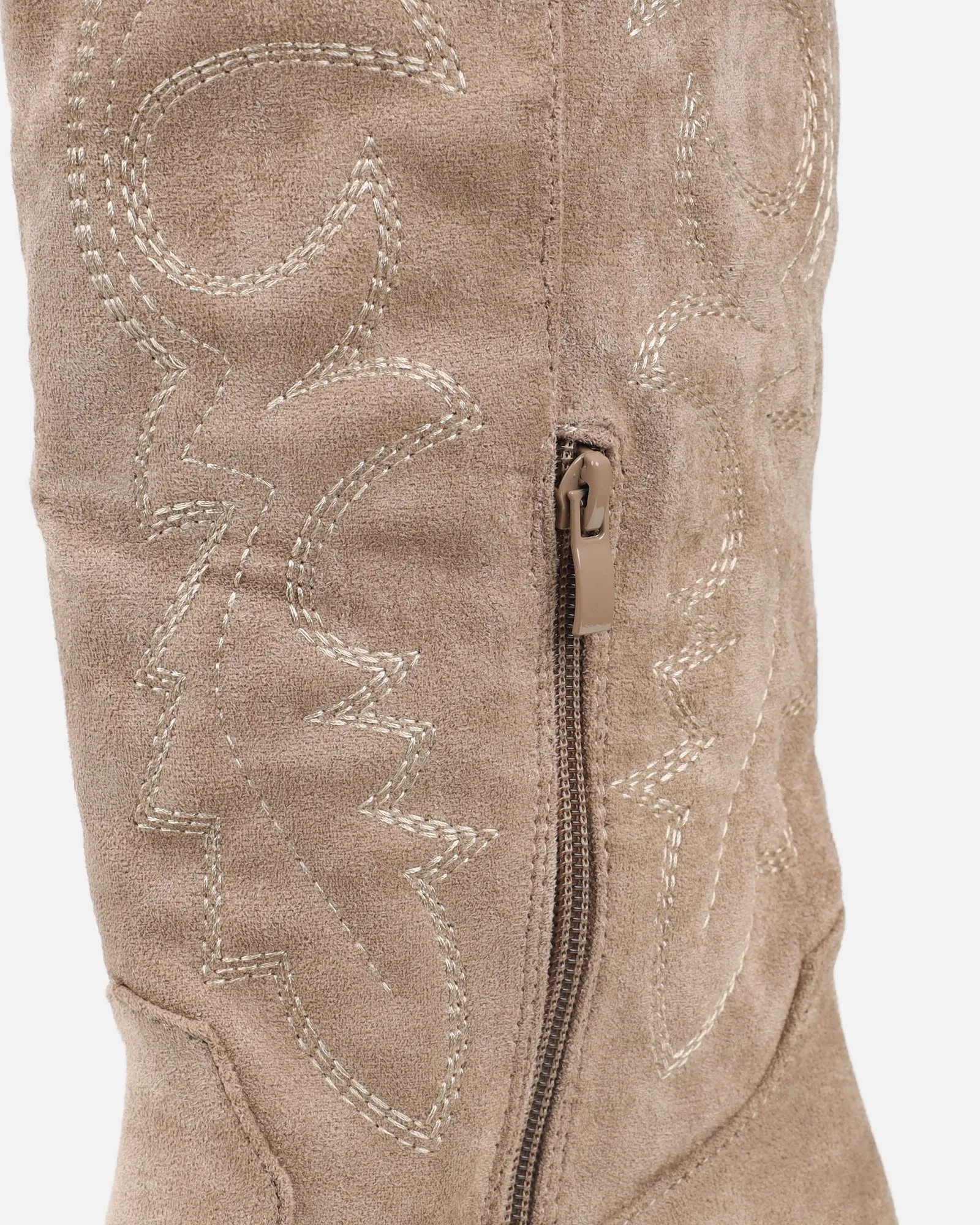 Marsha Beige Suede Embroidered Western Calf Boot sold by Simmi London product image thumbnail 3