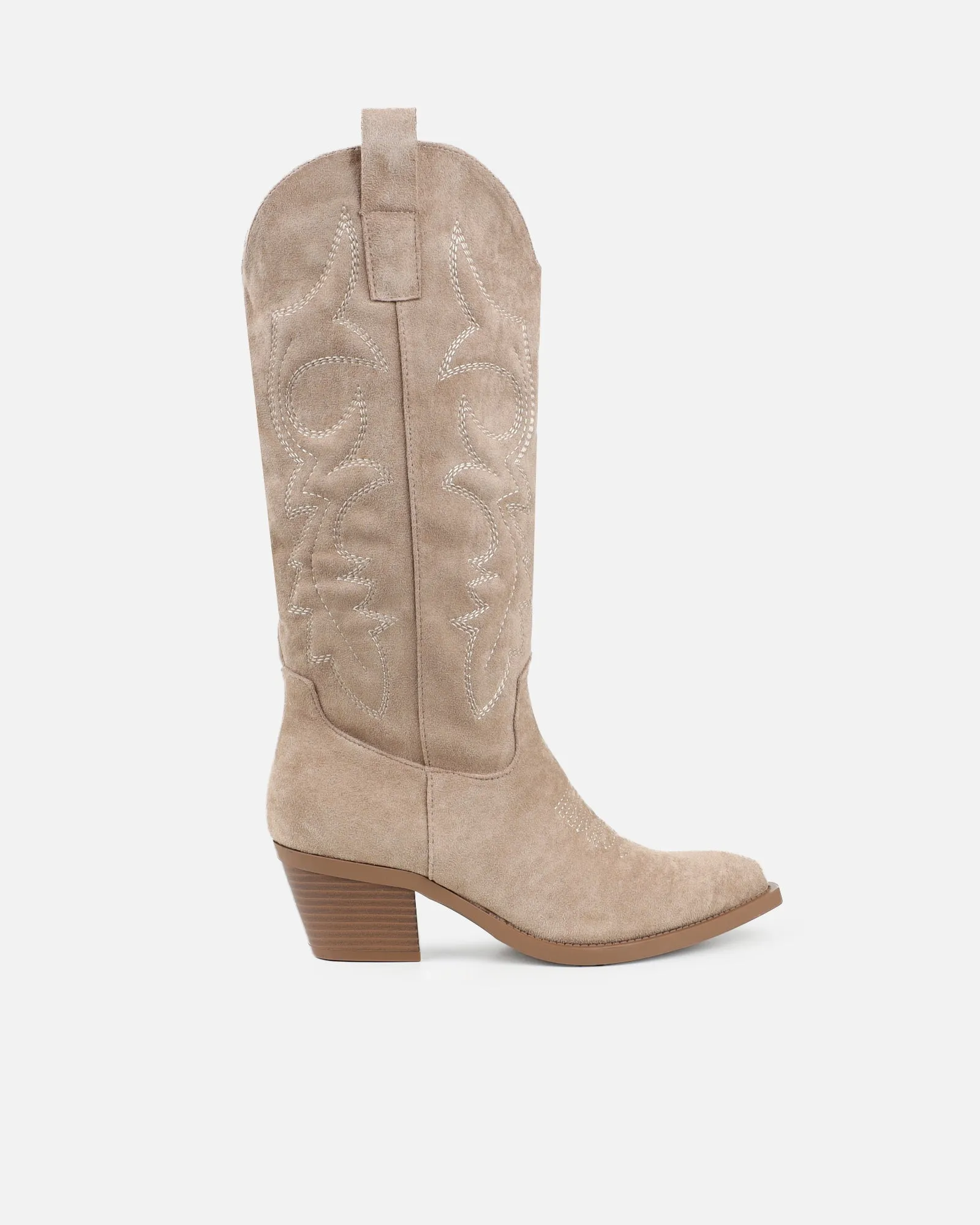 Marsha Beige Suede Embroidered Western Calf Boot sold by Simmi London product image thumbnail 2