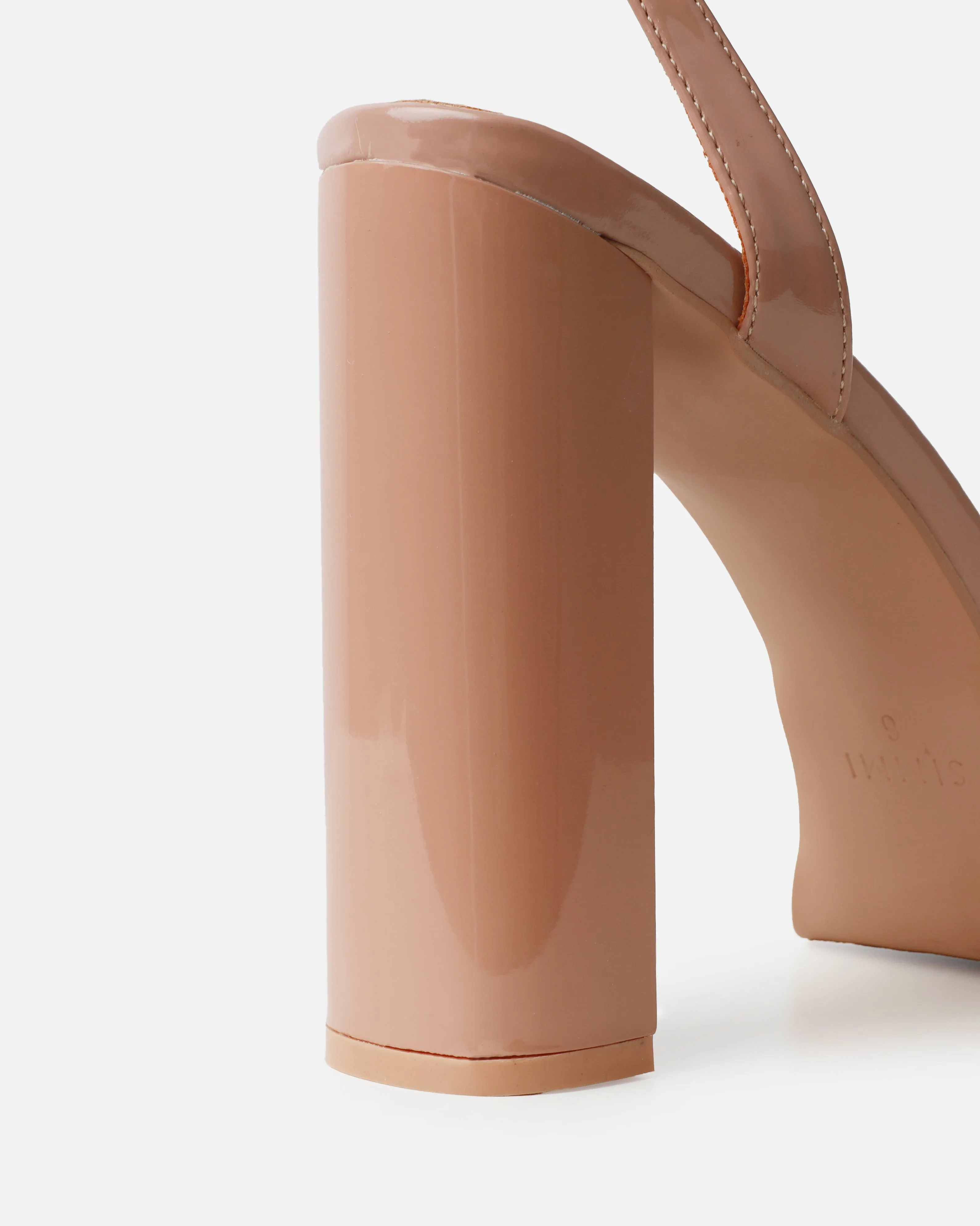 Coconut Nude Patent Platform Block Heels sold by Simmi London product image thumbnail 3