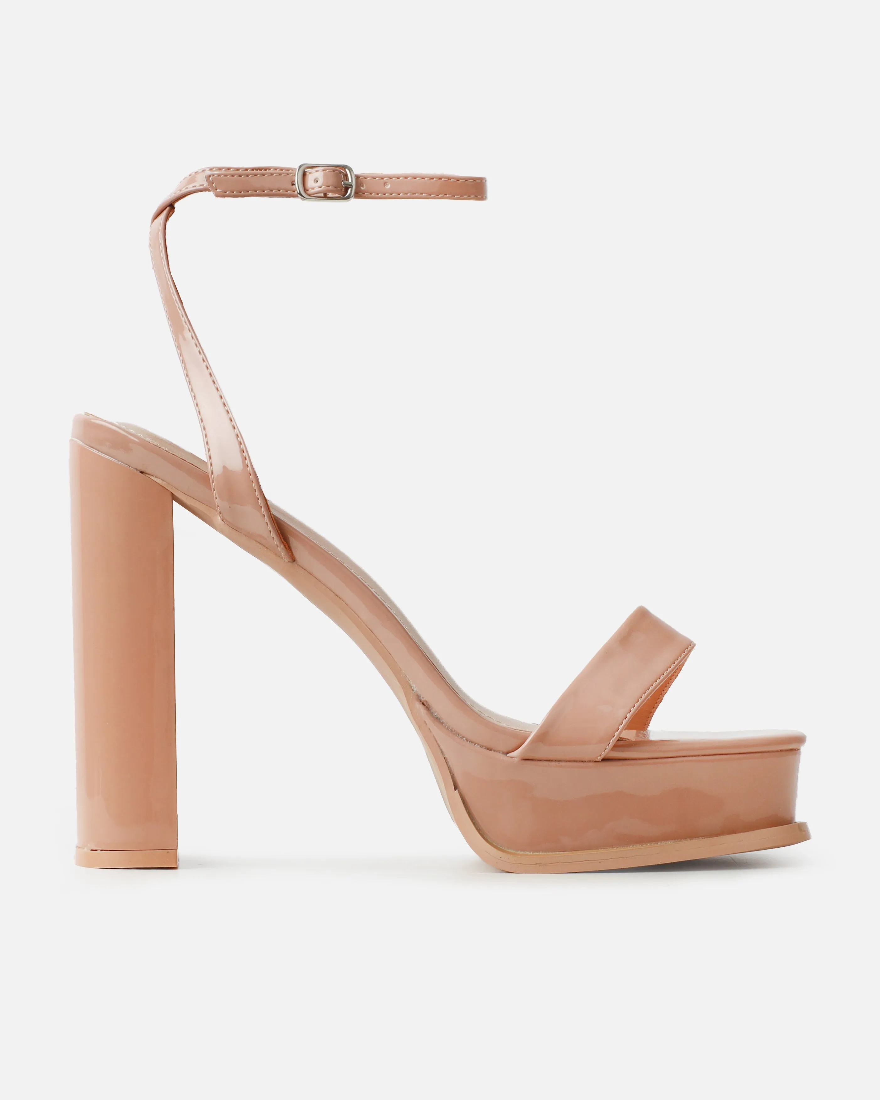 Coconut Nude Patent Platform Block Heels sold by Simmi London product image thumbnail 2