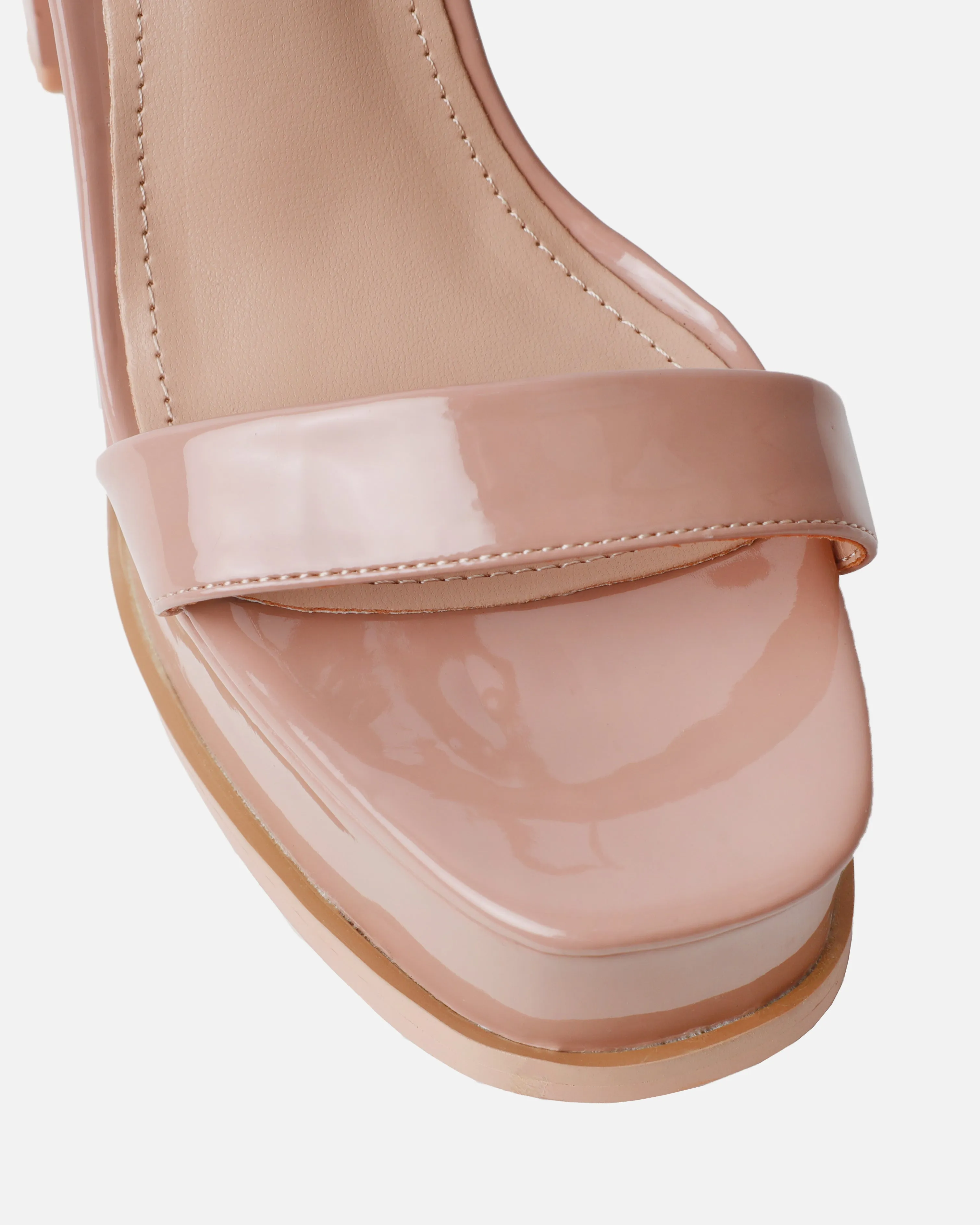 Coconut Nude Patent Platform Block Heels sold by Simmi London product image thumbnail 4