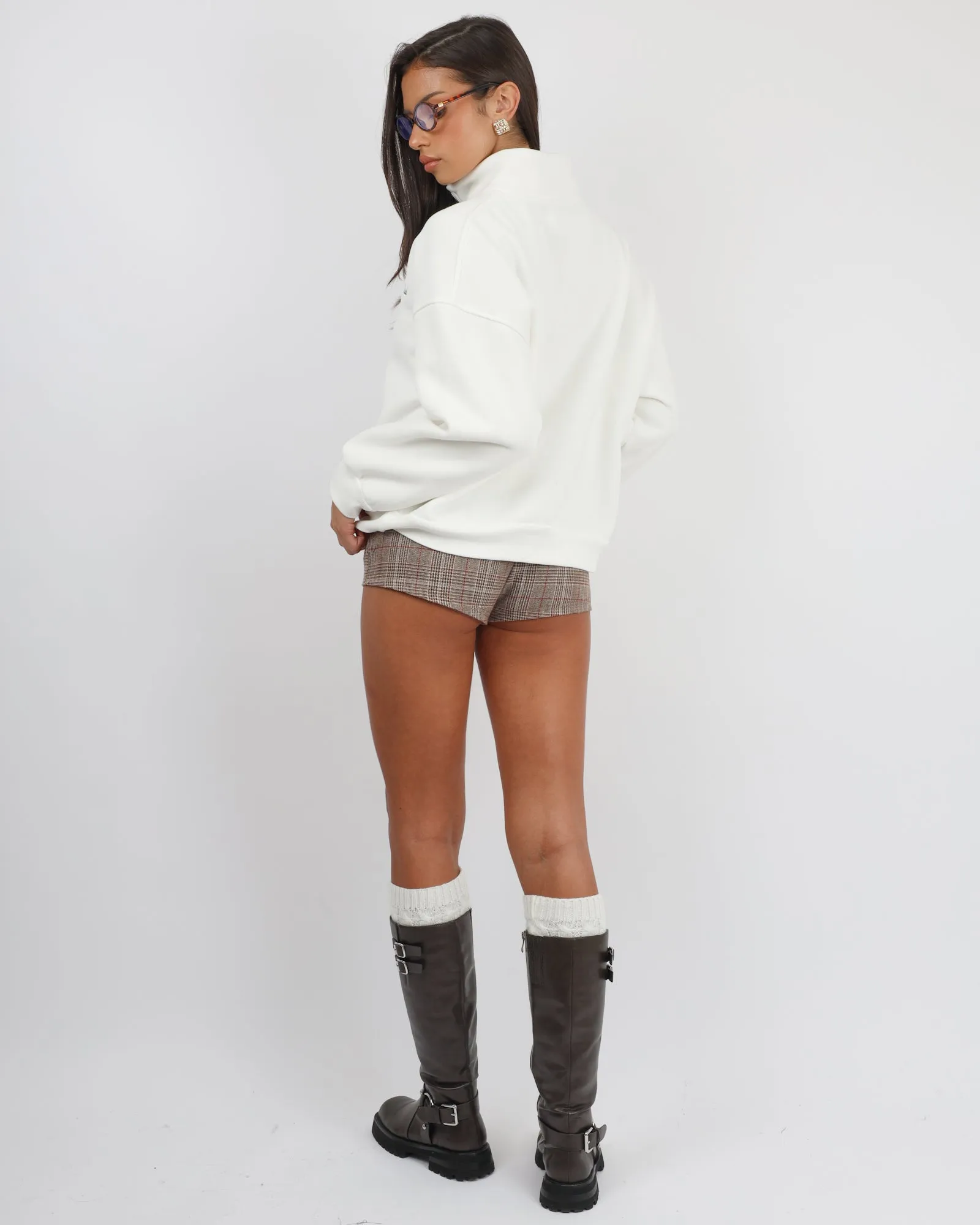 Ames Simmi Studios Half Zip Slogan Sweatshirt in White sold by Simmi London product image thumbnail 4