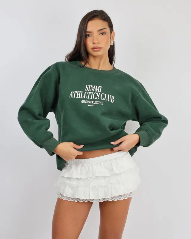 Ashby Simmi Studios Athletics Sweatshirt in Pine Green sold by Simmi London