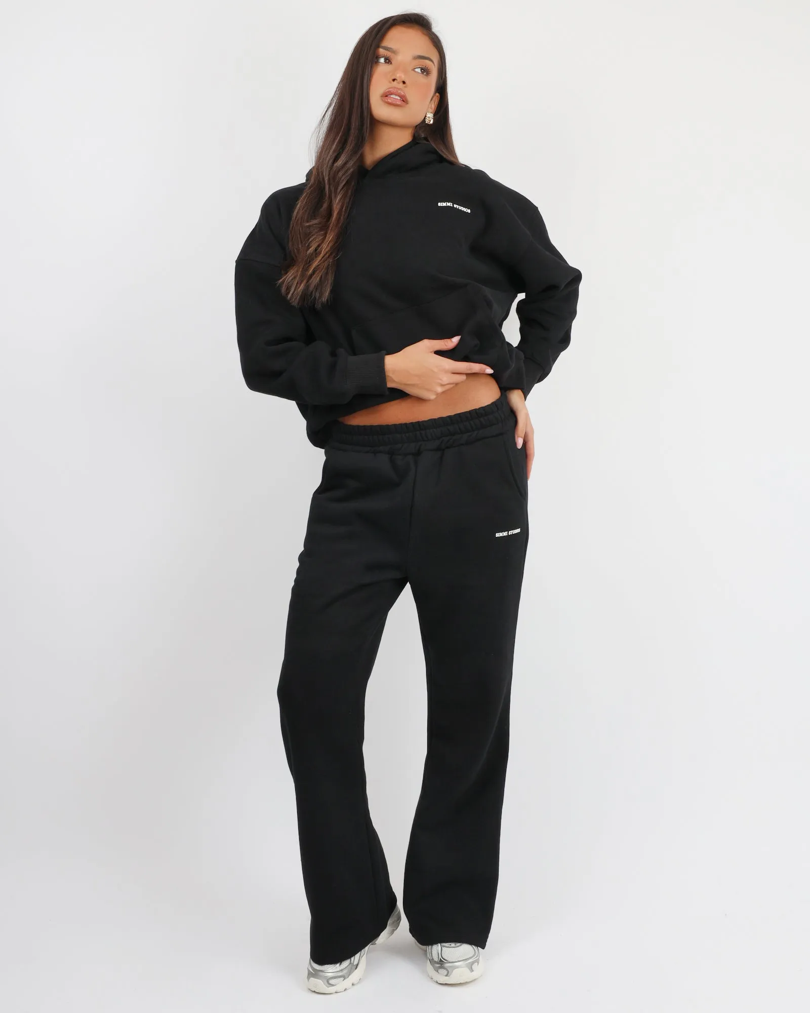 Colby Simmi Studios Essentials Flared Joggers in Black sold by Simmi London