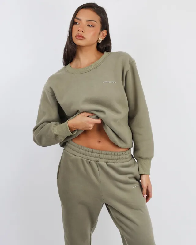 Ashby Simmi Studios Essentials Sweatshirt in Olive sold by Simmi London