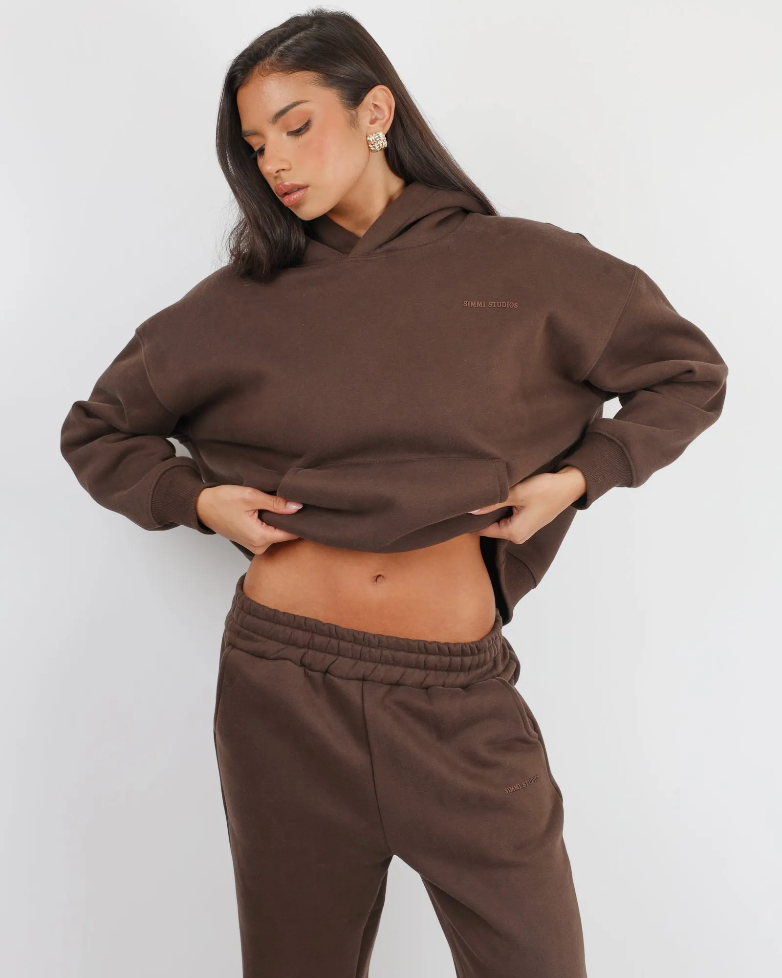 Maeve Simmi Studios Essentials Hoodie in Chestnut sold by Simmi London