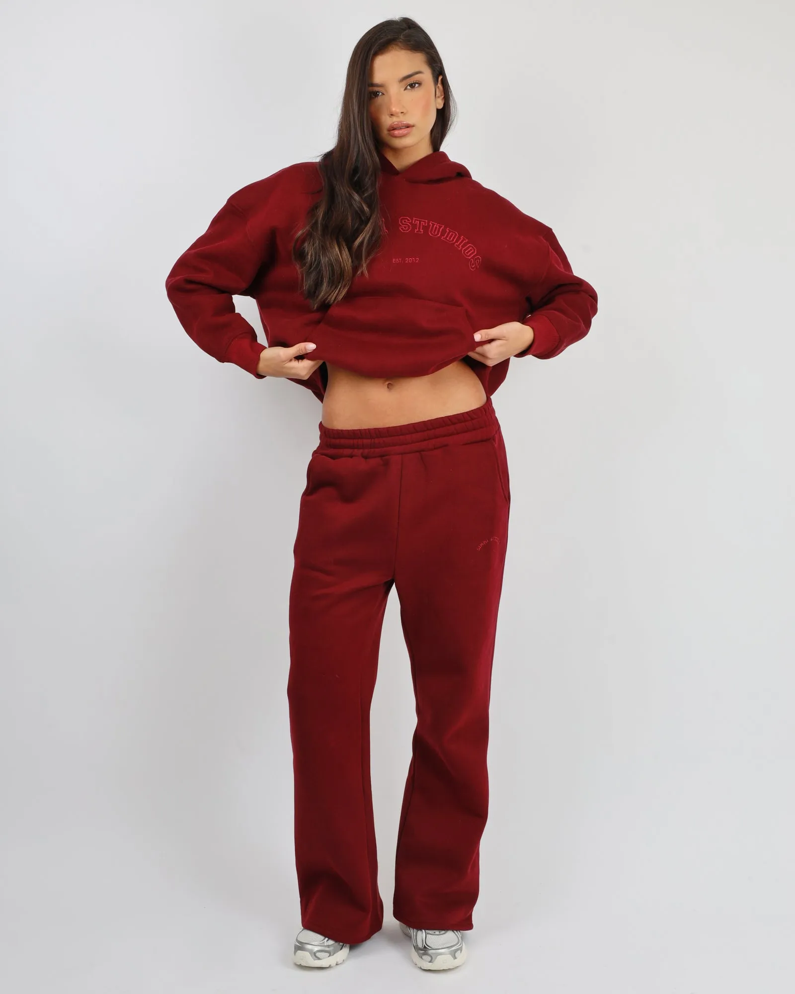 Maeve Simmi Studios Varsity Slogan Hoodie in Cranberry sold by Simmi London product image thumbnail 3