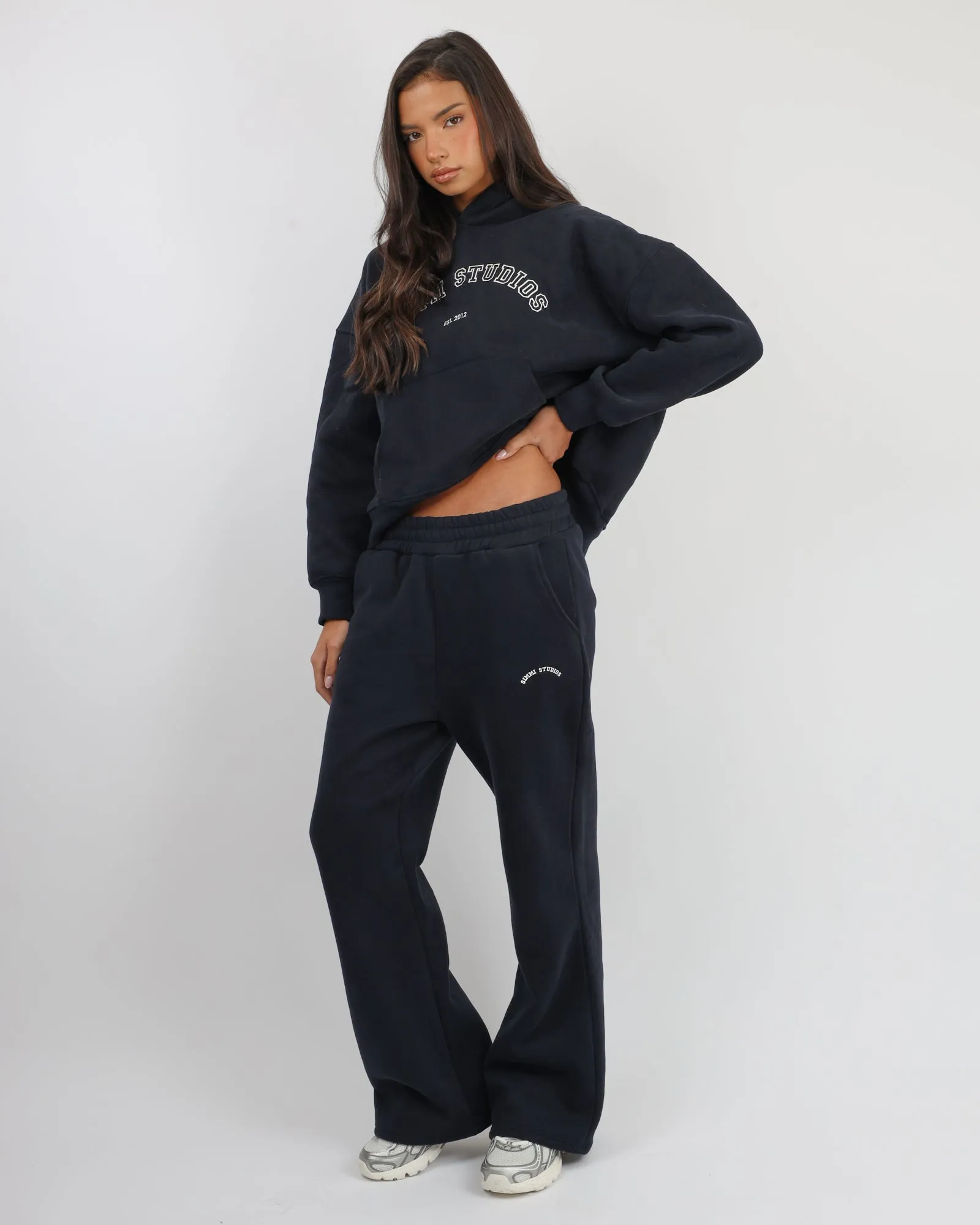 Maeve Simmi Studios Varsity Slogan Hoodie in Oxford Blue sold by Simmi London product image thumbnail 3