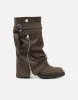 Lowry Khaki Suede Foldover Chunky Boots sold by Simmi London