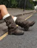 Lowry Khaki Suede Foldover Chunky Boots sold by Simmi London