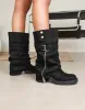 Lowry Black Suede Foldover Chunky Boots sold by Simmi London
