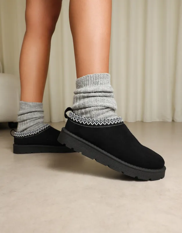 Cally Black Slippers sold by Simmi London